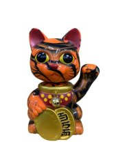 画像1: BOBBLING HEAD LUCKY CAT FULL COLOR MARBLE ORANGE BLACK Ver.[名入れサービス] (1)