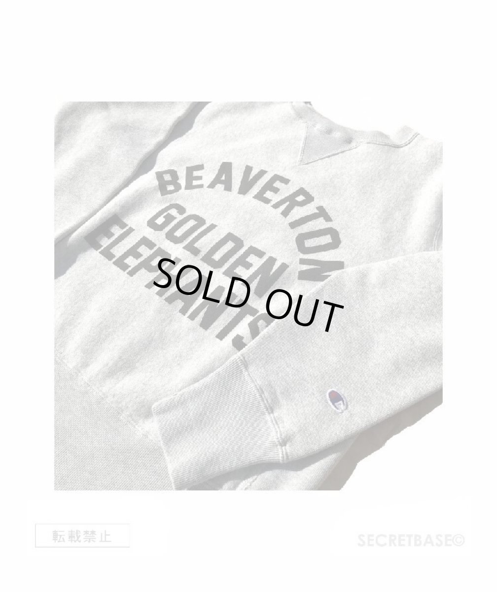 画像3: [BUDDY別注xSECRETBASE限定] Champion リバースウィーブ ガゼット付き クルースウェット - GOLDEN ELEPHANTS (3)