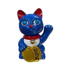 画像1: BOBBING HEAD LUCKY CAT FULL COLOR BLUE Ver.[名入れサービス] (1)