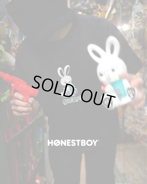HONESTBOY×SECRET BASE×FRUIT OF THE LOOM Logo Rabbit SS Tee BLACK