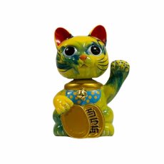 画像1: BOBBLING HEAD LUCKY CAT FULL COLOR MARBLE YELLOW GREEN Ver.[名入れサービス] (1)