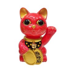 画像1: [DX set] BOBBLING HEAD LUCKY CAT FULL COLOR RED Ver.[名入れサービス] (1)